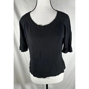 MAX MARA Women Medium Shirt 3/4 Sleeve Knit Top Stretch Viscose Black